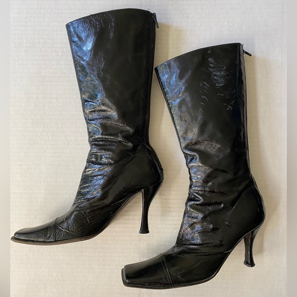 Vintage ALDO Patent Leather Square Toe Boots